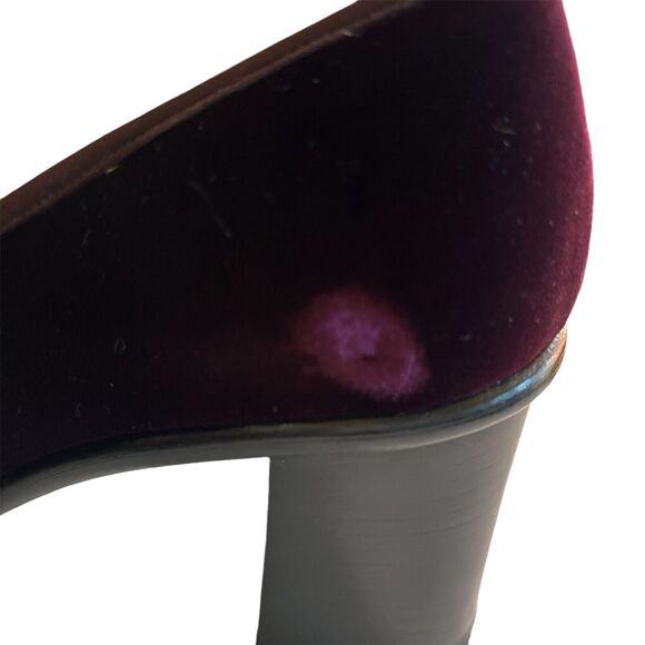 Authentic Fendi Size 36.5 Purple Velvet Heeled Logo Loafers 6.5 - Picture 9 of 9